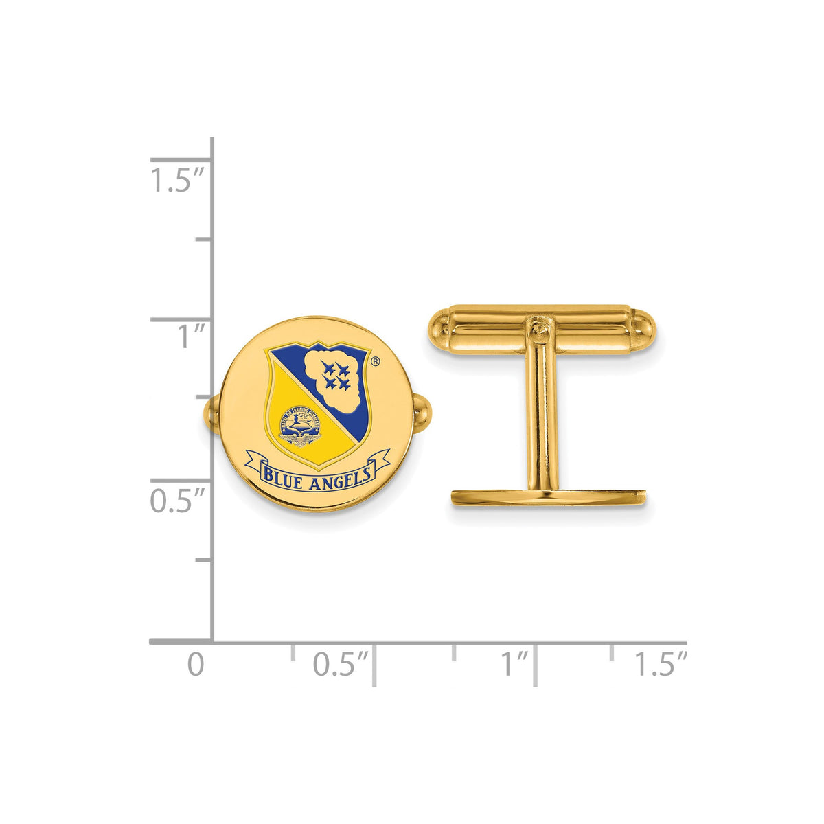 Blue Angels Enameled Cufflinks in Gold-Plated Sterling Silver - Sophia Jewelers