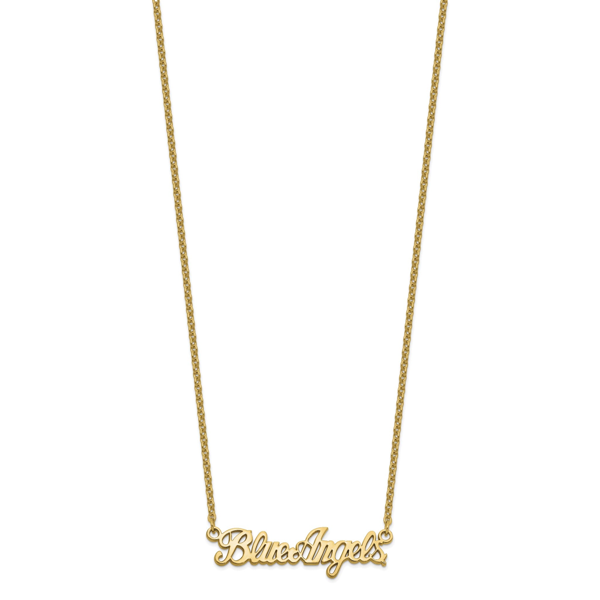 Blue Angels Script Bar Necklace in Gold-Plated Sterling Silver Secondary image