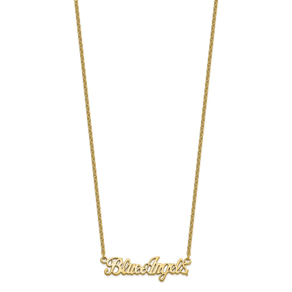 Blue Angels Script Bar Necklace in Gold-Plated Sterling Silver - Sophia Jewelers