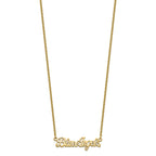 Blue Angels Script Bar Necklace in Gold-Plated Sterling Silver - Sophia Jewelers