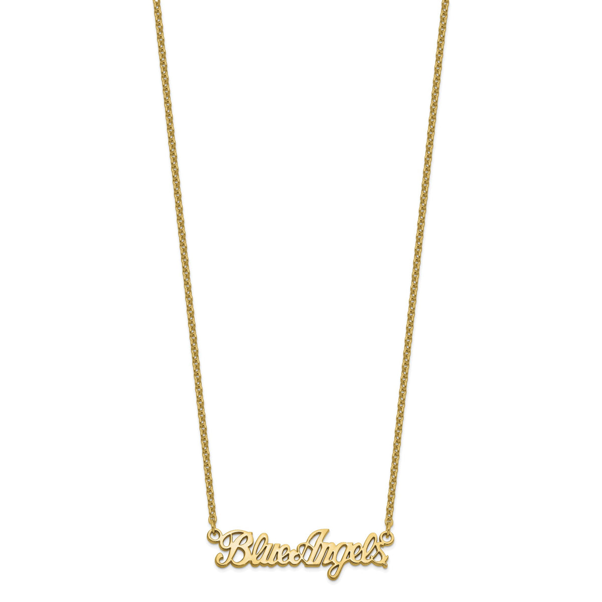 Blue Angels Script Bar Necklace in Gold-Plated Sterling Silver - Sophia Jewelers