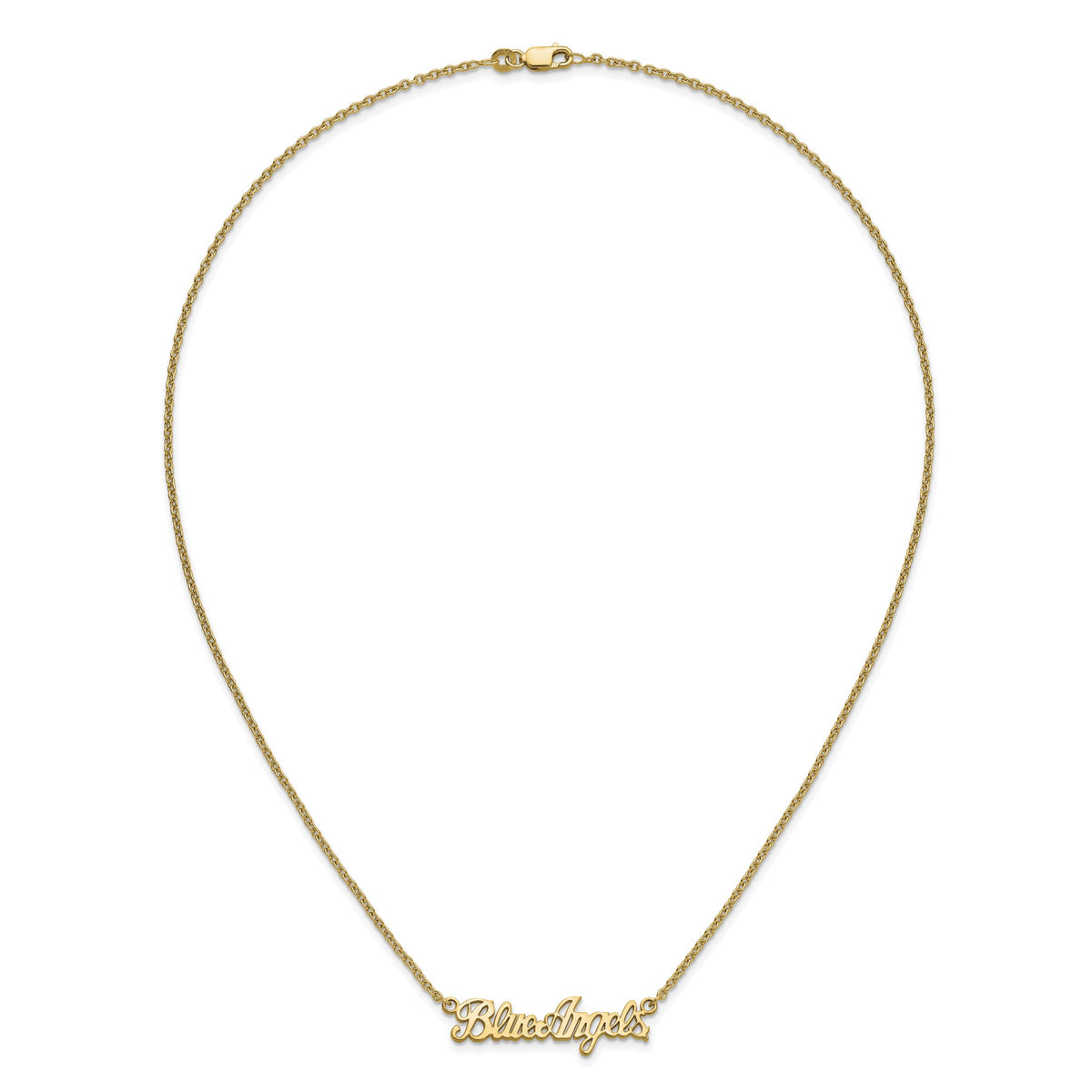 Blue Angels Script Bar Necklace in Gold-Plated Sterling Silver - Sophia Jewelers