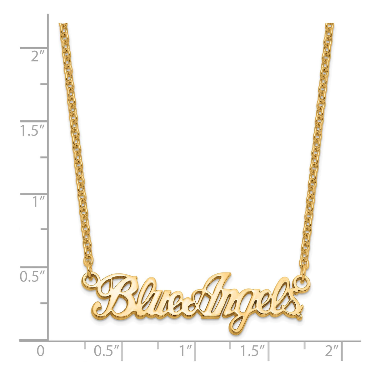 Blue Angels Script Bar Necklace in Gold-Plated Sterling Silver - Sophia Jewelers