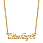 Blue Angels Script Bar Necklace in Gold-Plated Sterling Silver - Sophia Jewelers