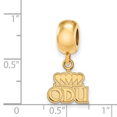 Sterling Silver Gold-plated Logo Art Old Dominion University O-D-U Extra Small Dangle Bead Charm