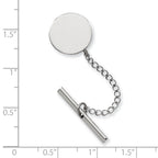 Kelly Waters Rhodium-plated Polished Round Engravable Tie Tac with Safety Chain
