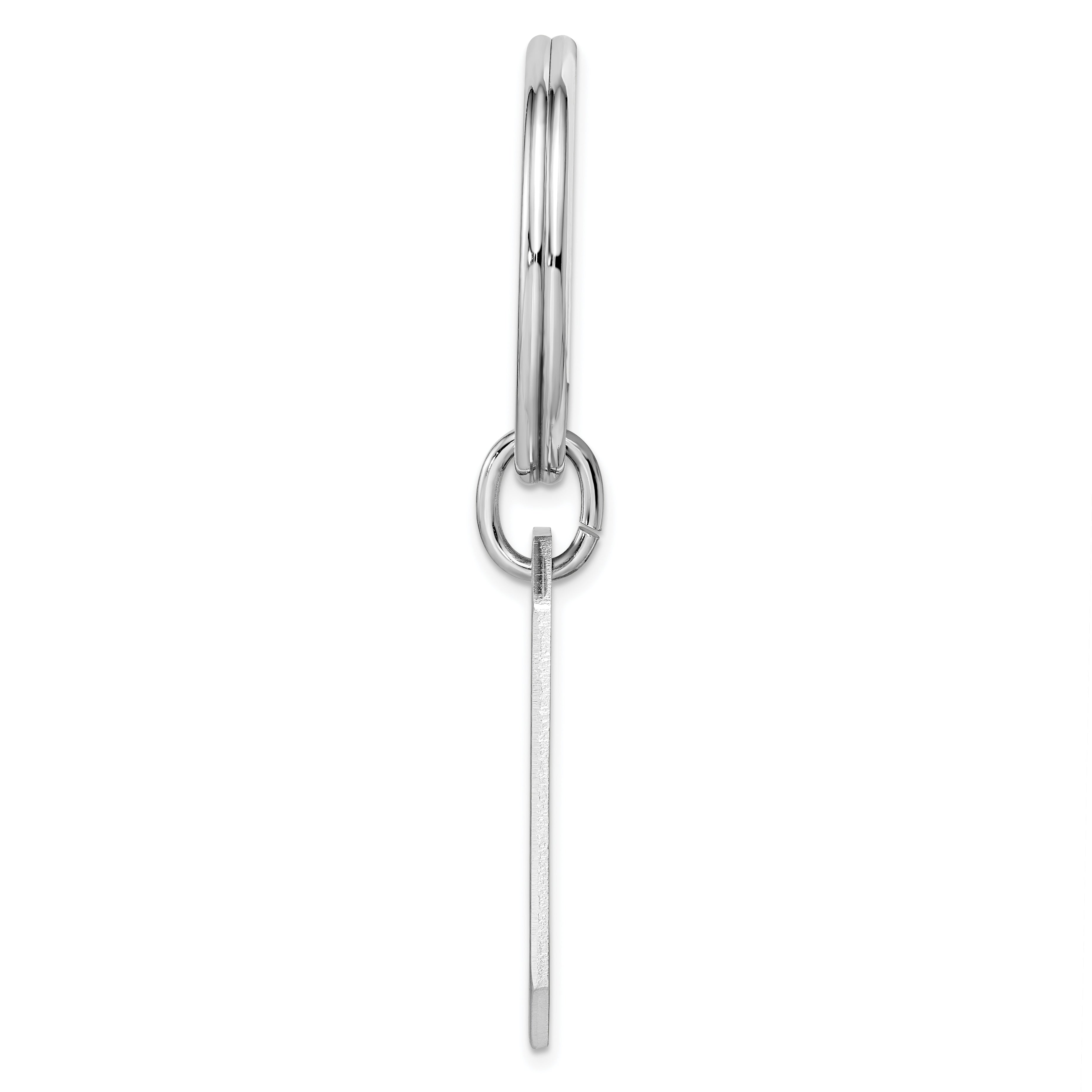 Rhodium-plated Kelly Waters Satin Rectangle Key Ring