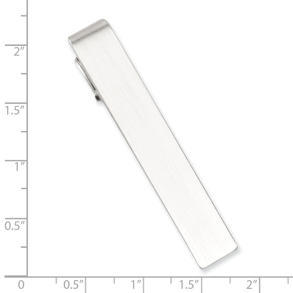 Kelly Waters Rhodium-plated Satin Engravable Tie Bar