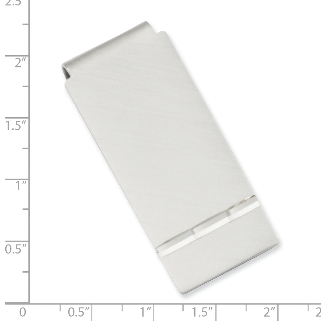 Rhodium-plated Kelly Waters Florentine Satin Hinged Money Clip