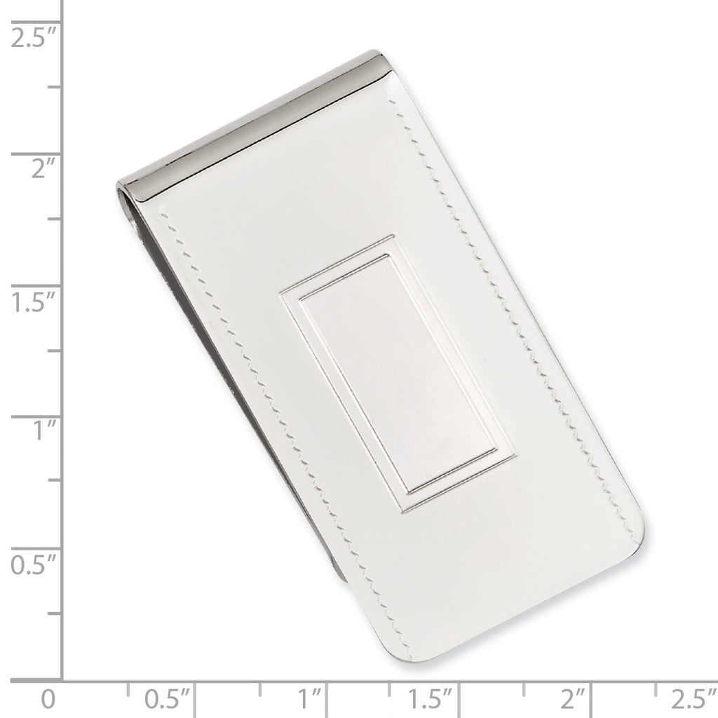 Rhodium-plated Kelly Waters with Engraveable Area Money Clip