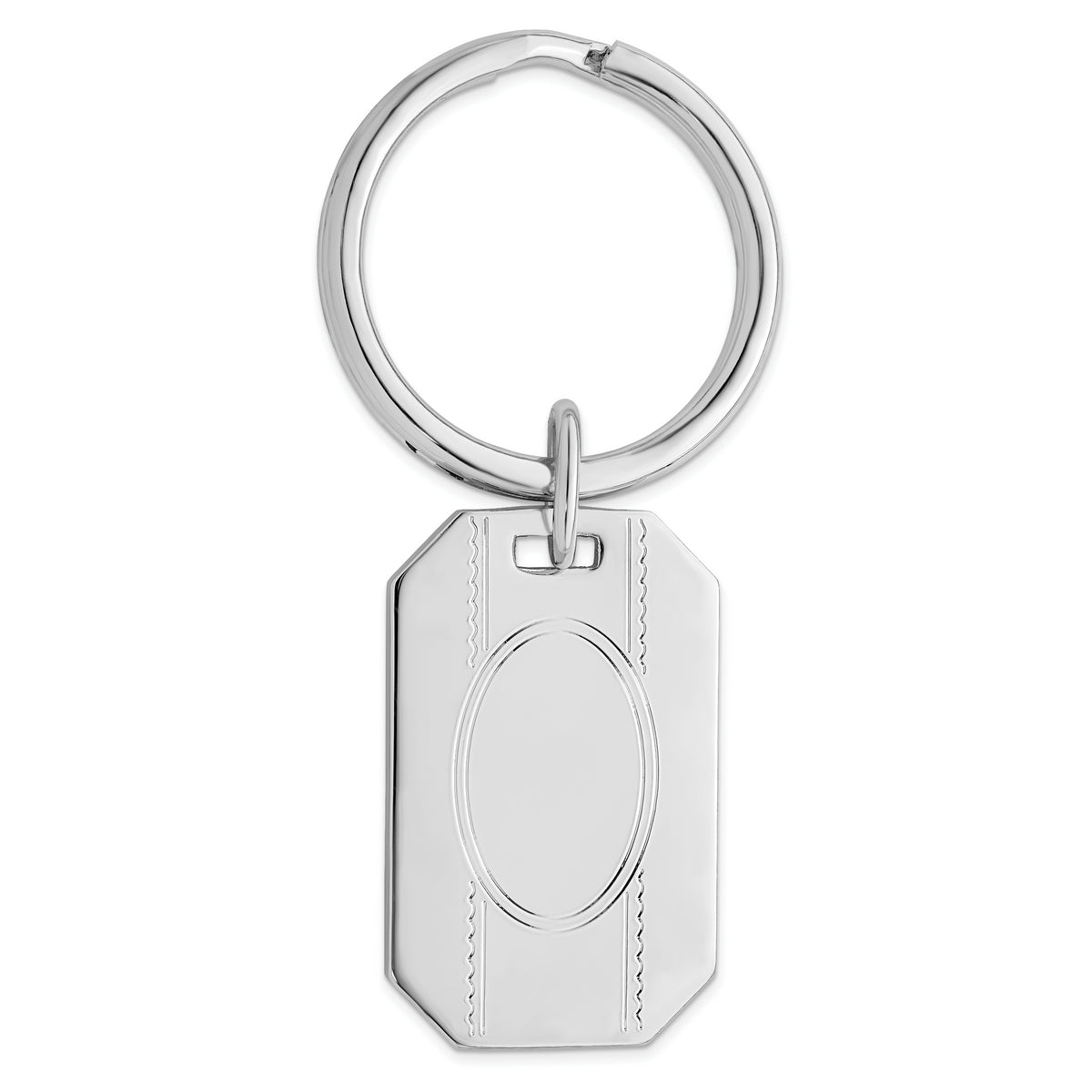 Rhodium-plated Kelly Waters with Engraveable Area Key Ring