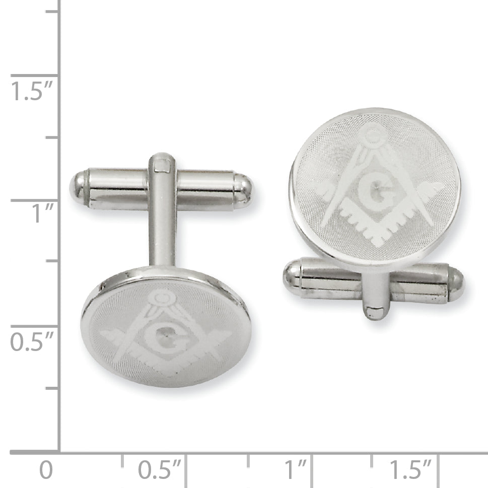 Rhodium-Plated Masonic Round Cuff Links by Kelly Waters Secondary image
