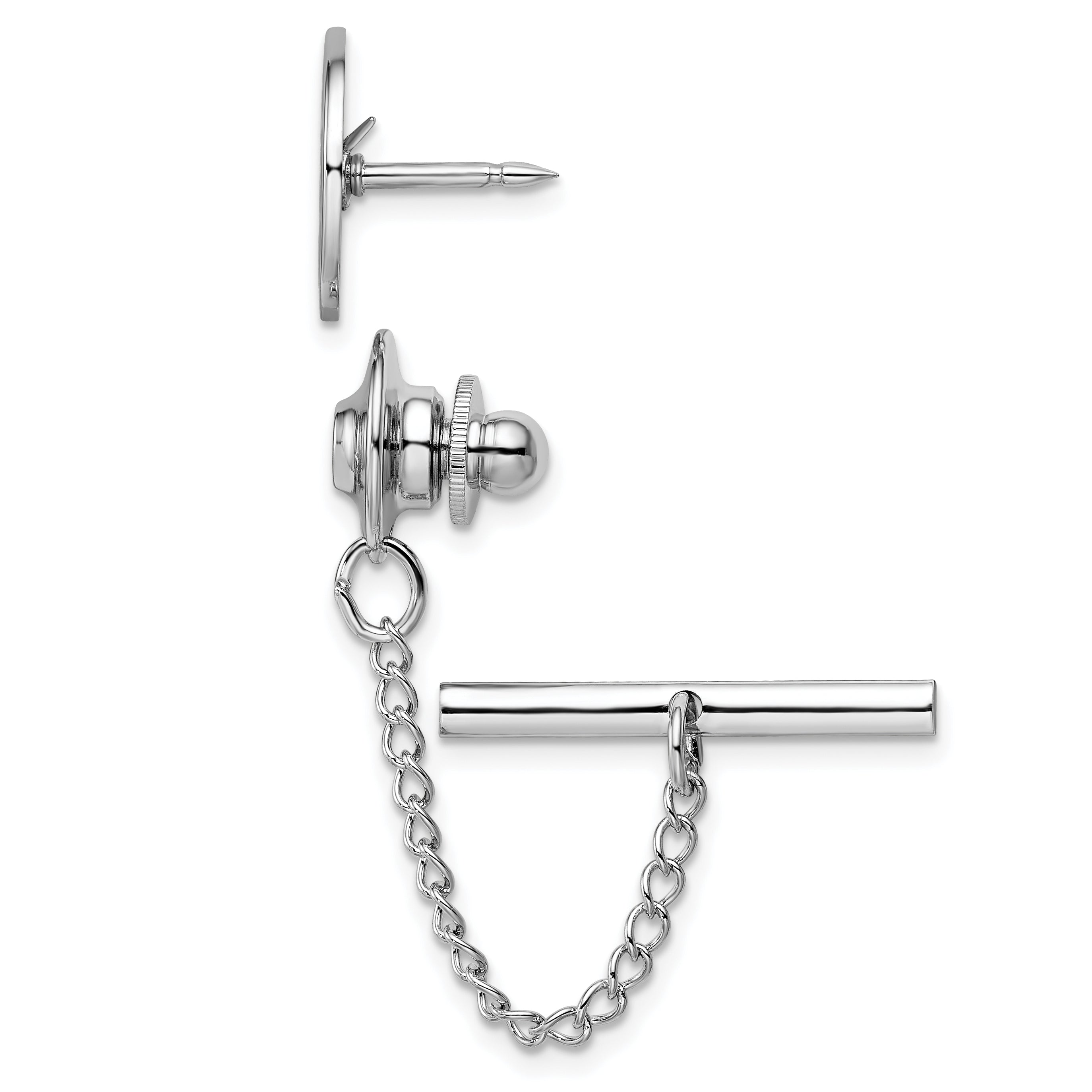 Kelly Waters Rhodium-plated Masonic Tie Tac with Safety Chain Secondary image