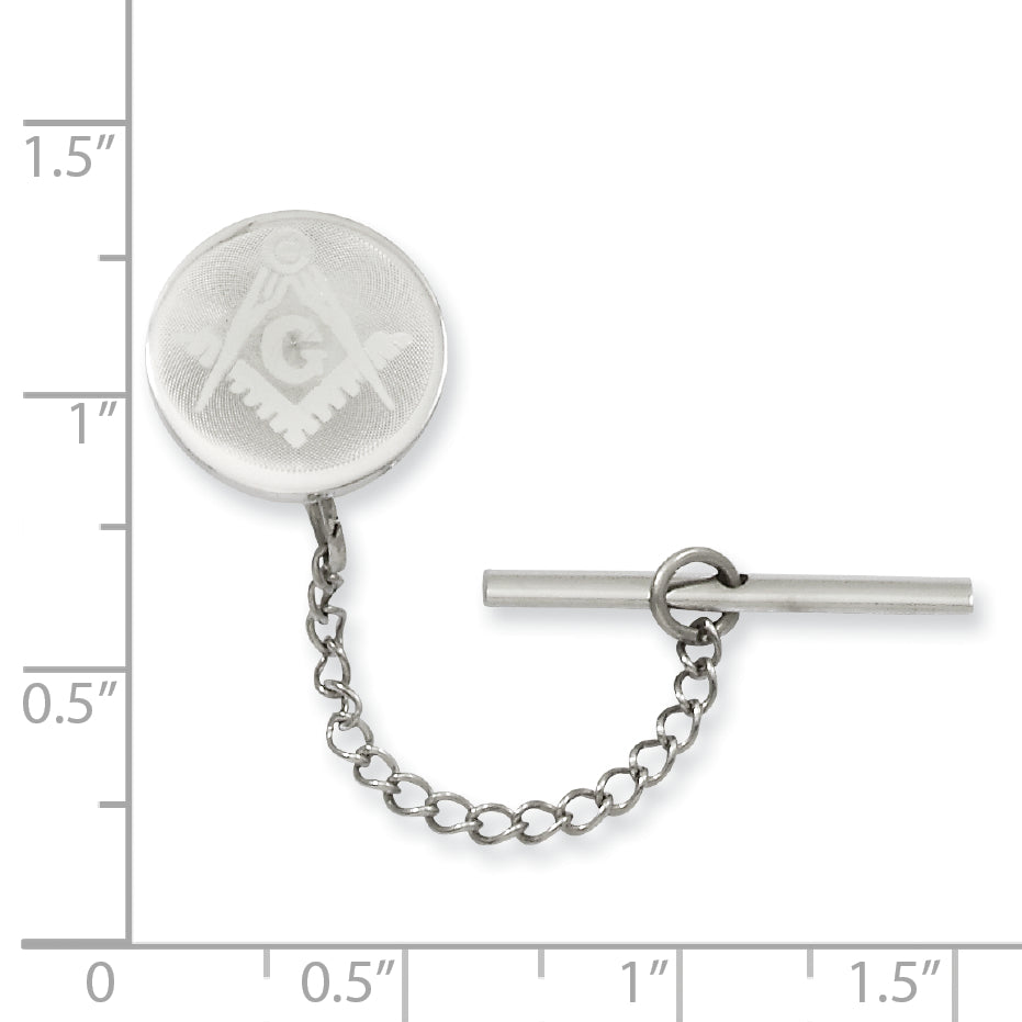 Kelly Waters Rhodium-plated Masonic Tie Tac with Safety Chain