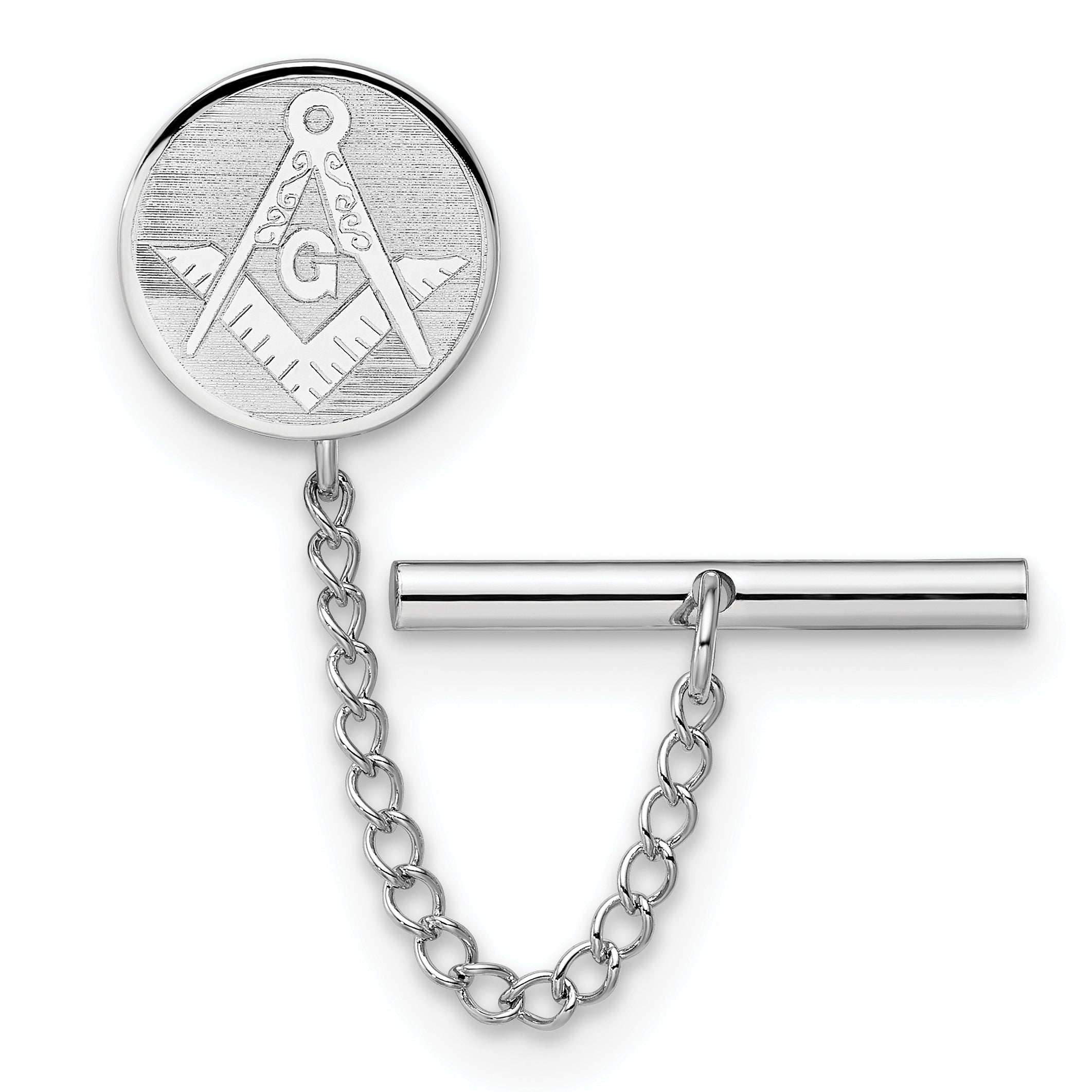 Kelly Waters Rhodium-plated Masonic Tie Tac with Safety Chain
