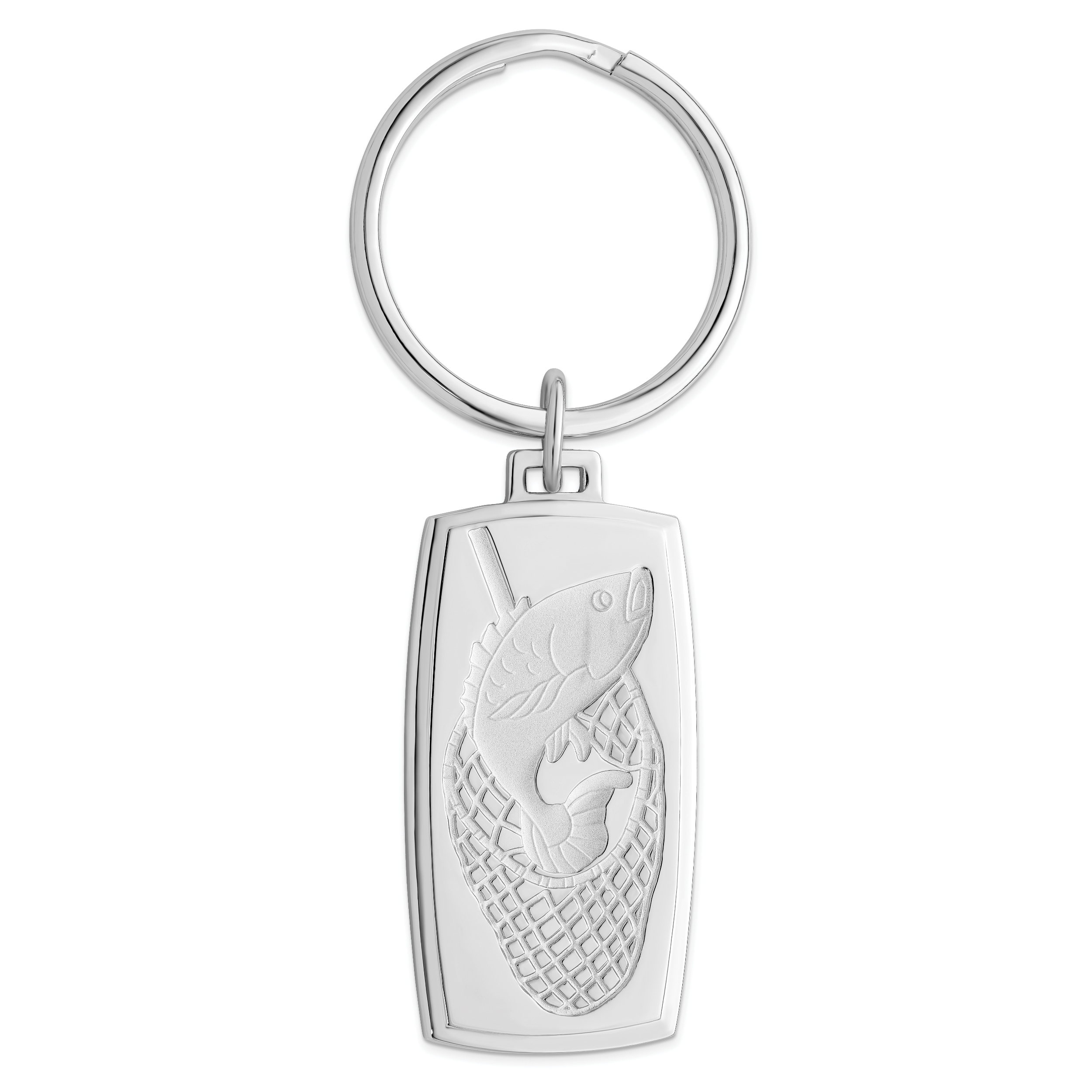Rhodium-plated Kelly Waters Fish in Net Key Ring