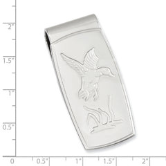 Rhodium-plated Kelly Waters Flying Duck Hinged Money Clip
