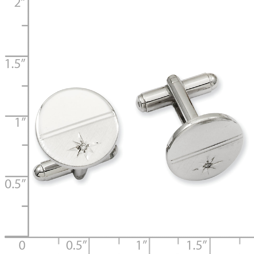 Rhodium-Plated Diamond Polished & Satin Cuff Links by Kelly Waters Secondary image
