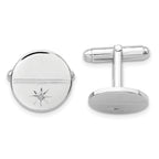 Kelly Waters Rhodium-plated .01 Ct. Diamond Polished and Satin Cuff Links