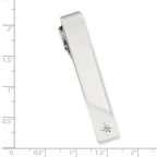 Kelly Waters Rhodium-plated .01 Ct. Diamond Polished and Satin Tie Bar