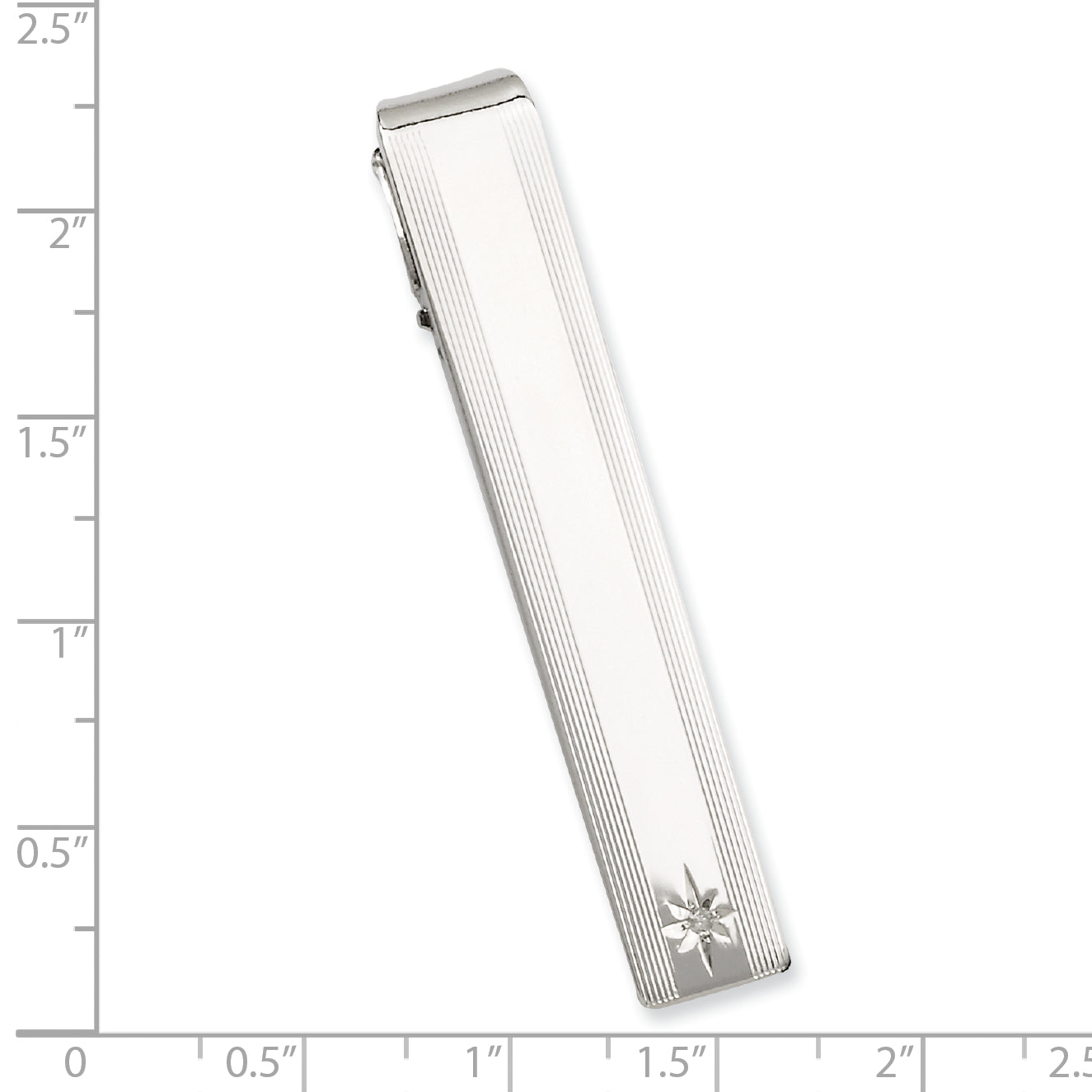 Kelly Waters Rhodium-plated .01 Ct. Diamond Engraveable Tie Bar