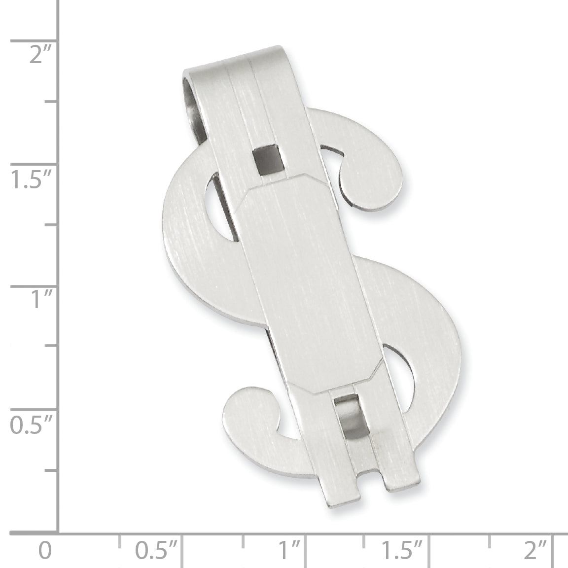 Rhodium-plated Kelly Waters Satin Finish Dollar Sign Money Clip