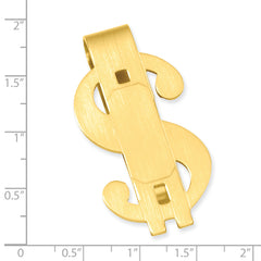 Gold-plated Kelly Waters Satin Finish Dollar Sign Money Clip