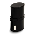 Black Leather Velour Lined Snap Closure Watch and Cuff Link Travel Case