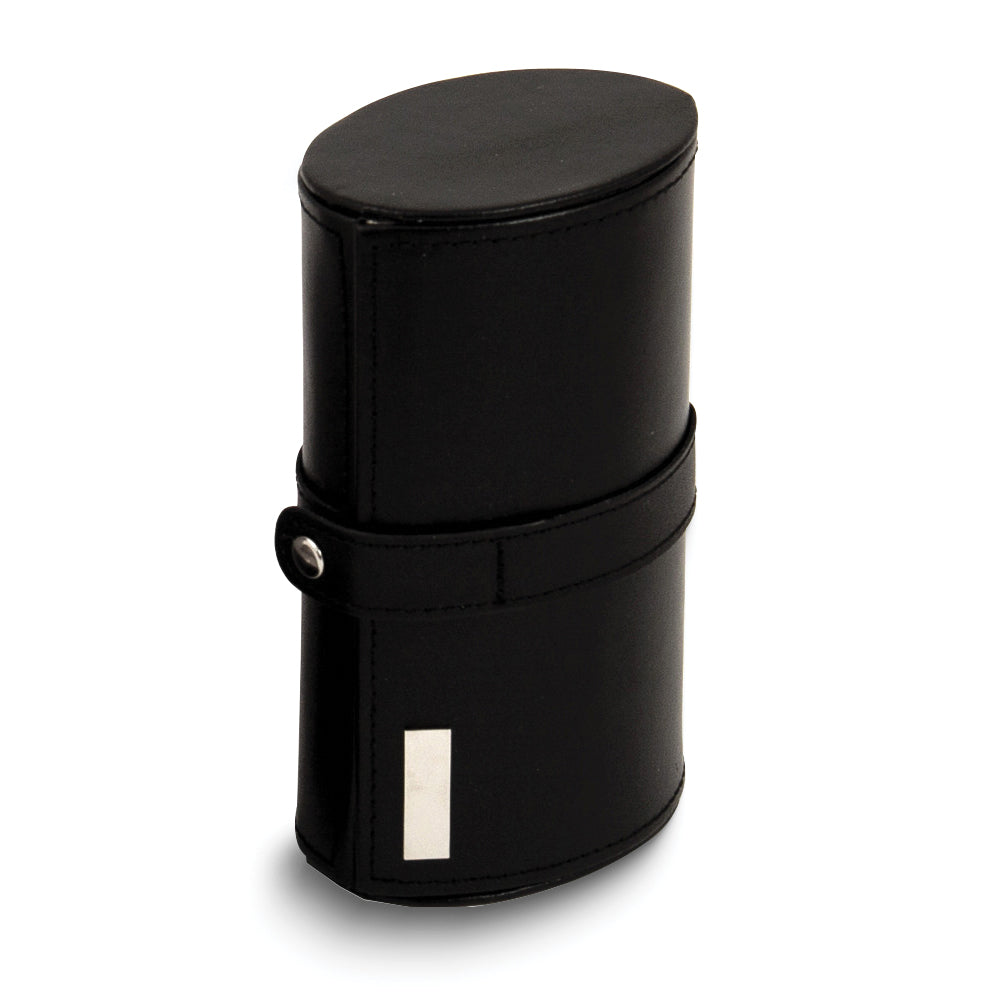 Black Leather Velour Lined Snap Closure Watch and Cuff Link Travel Case