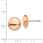 14k Rose Polished 12mm Button Post Earrings