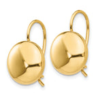 14k Polished 12mm Button Kidney Wire Earrings
