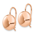 14k Rose Polished 12mm Button Kidney Wire Earrings