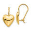 14k Polished 11.5mm Puffed Heart Kidney Wire Earrings