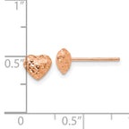 14K Rose Gold Diamond Cut Puffed Heart Post Stud Earrings