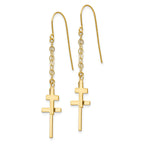 Cross Dangle Earrings in 14K Yellow Gold, 12mm - Sophia Jewelers