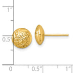 14k Polished Textured Hollow Button Post Earrings