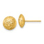 14k Polished Textured Hollow Button Post Earrings