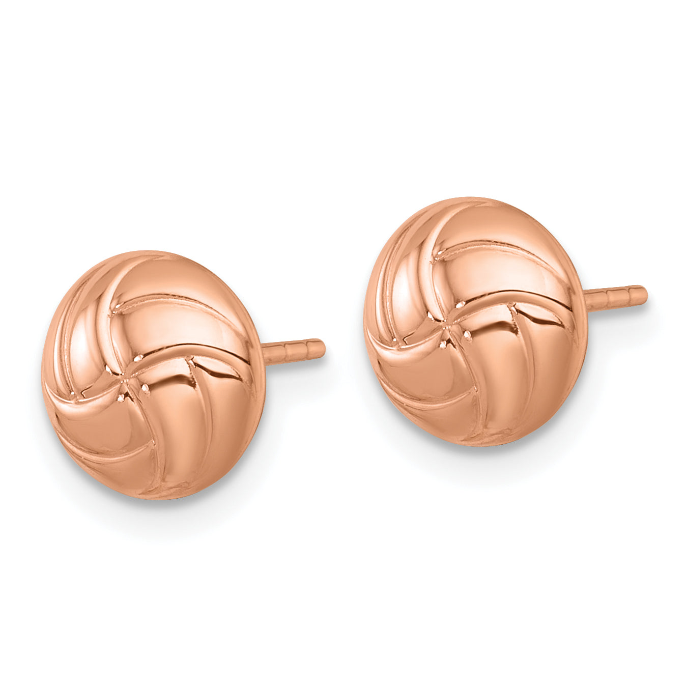 14k Rose Gold Polished Textured Hollow Button Post Earrings Secondary image