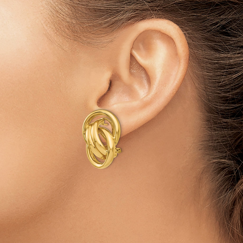 Button Stud Earrings in 14K Yellow Gold with Omega Clip Back, 18mm - Sophia Jewelers