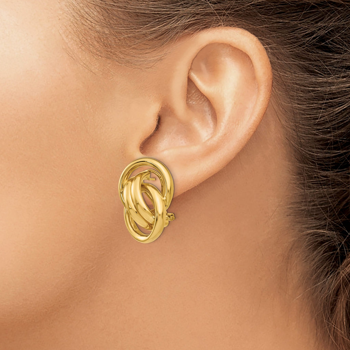 Button Stud Earrings in 14K Yellow Gold with Omega Clip Back, 18mm - Sophia Jewelers