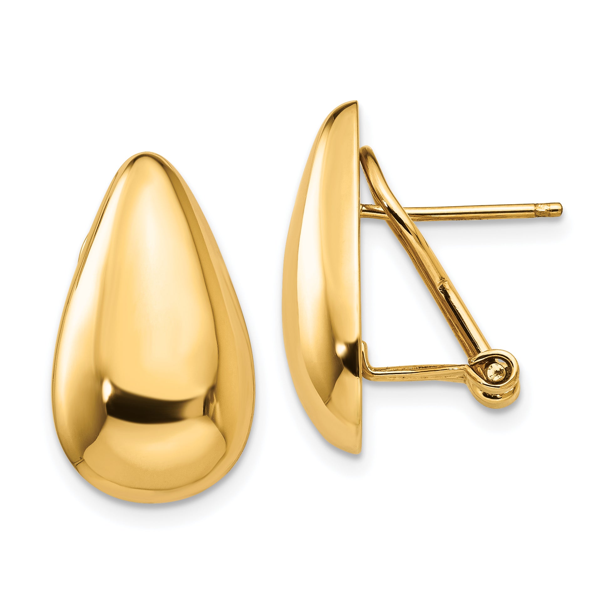14k Polished Teardrop Omega Back Post Earrings Main image