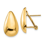 14k Polished Teardrop Omega Back Post Earrings