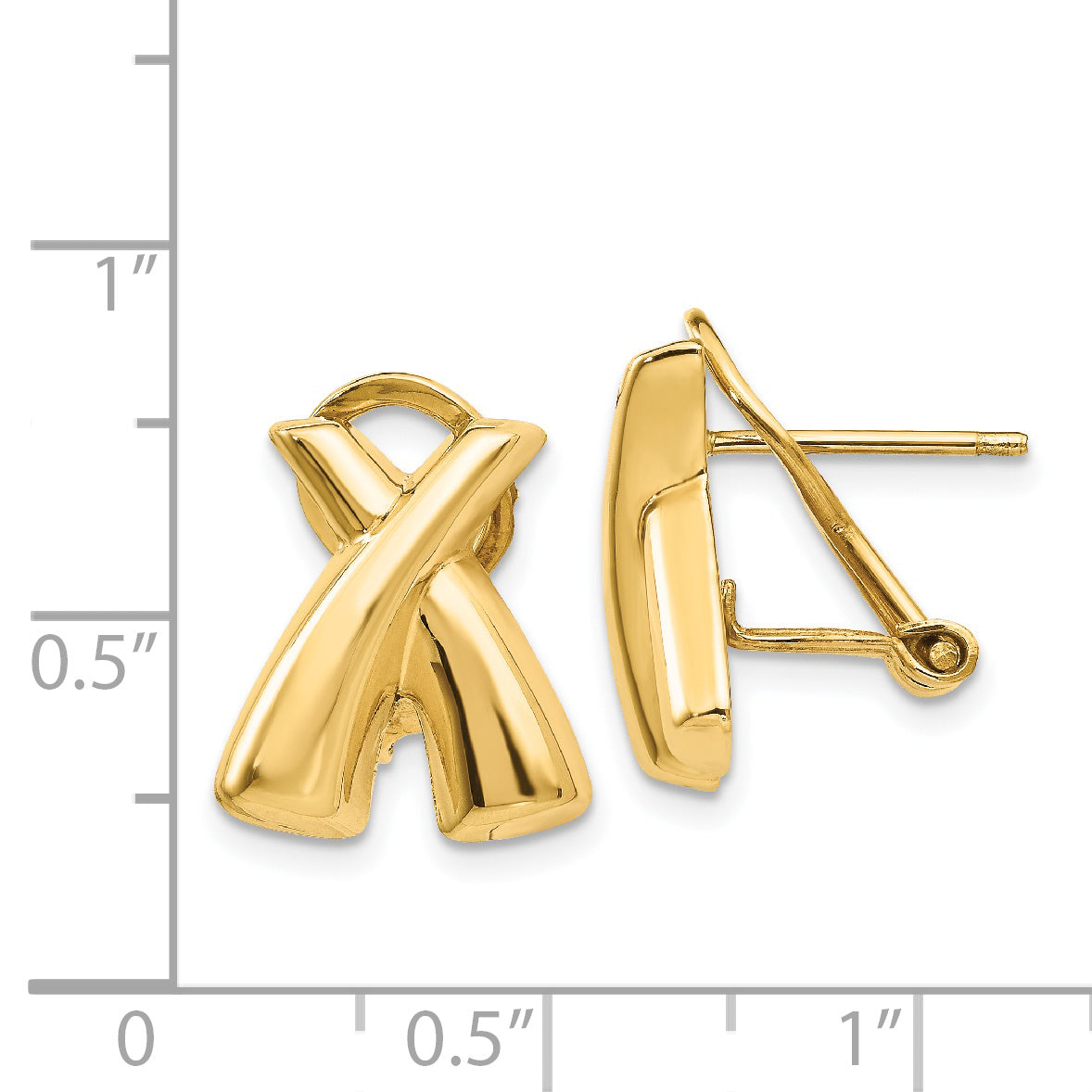 14k Polished X Omega Back Post Earrings