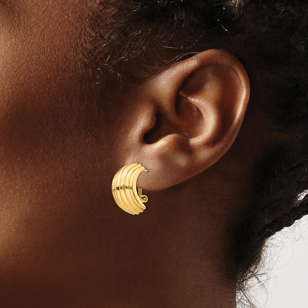 14k Polished Fancy Omega Back Post Earrings