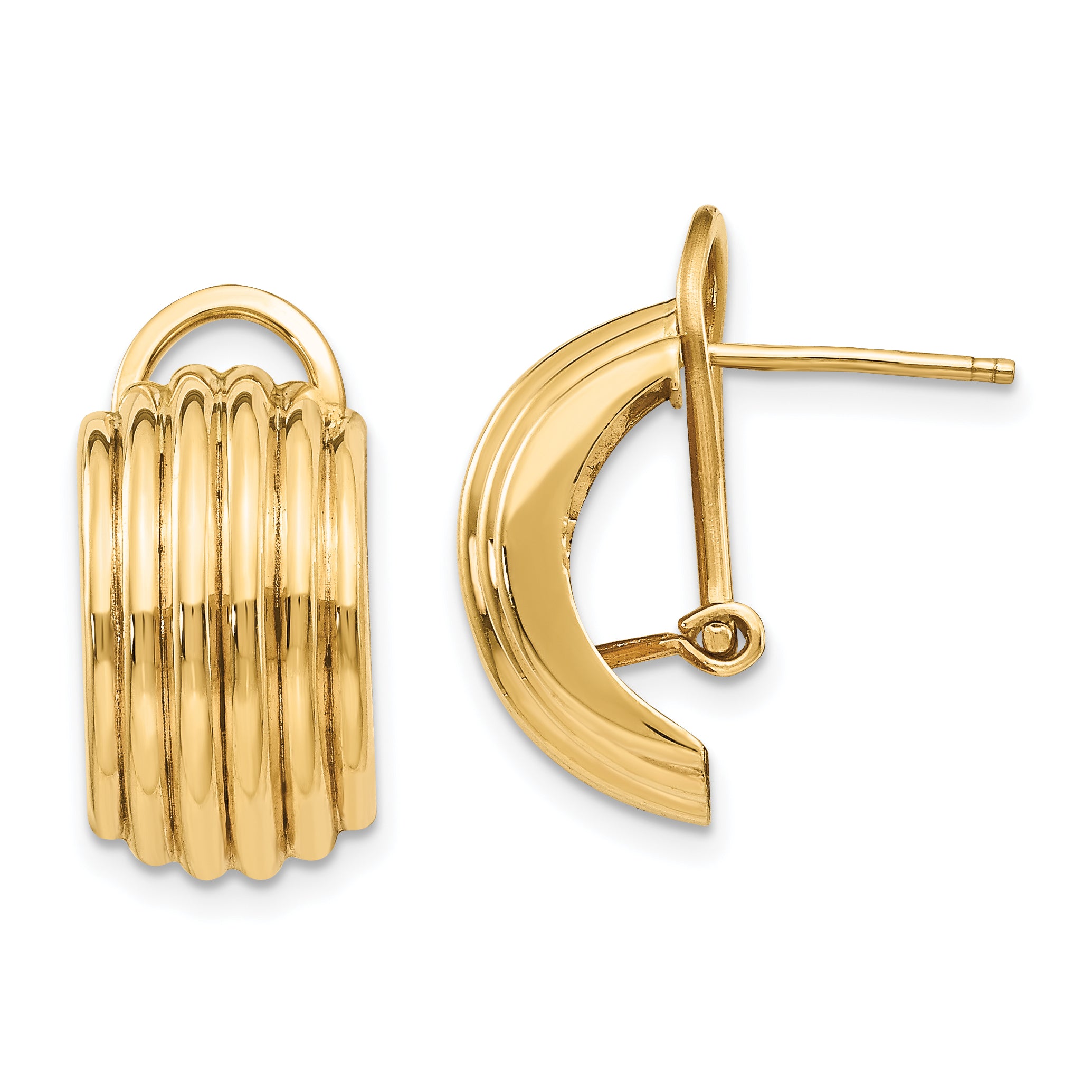 14k Polished Fancy Omega Back Post Earrings Main image