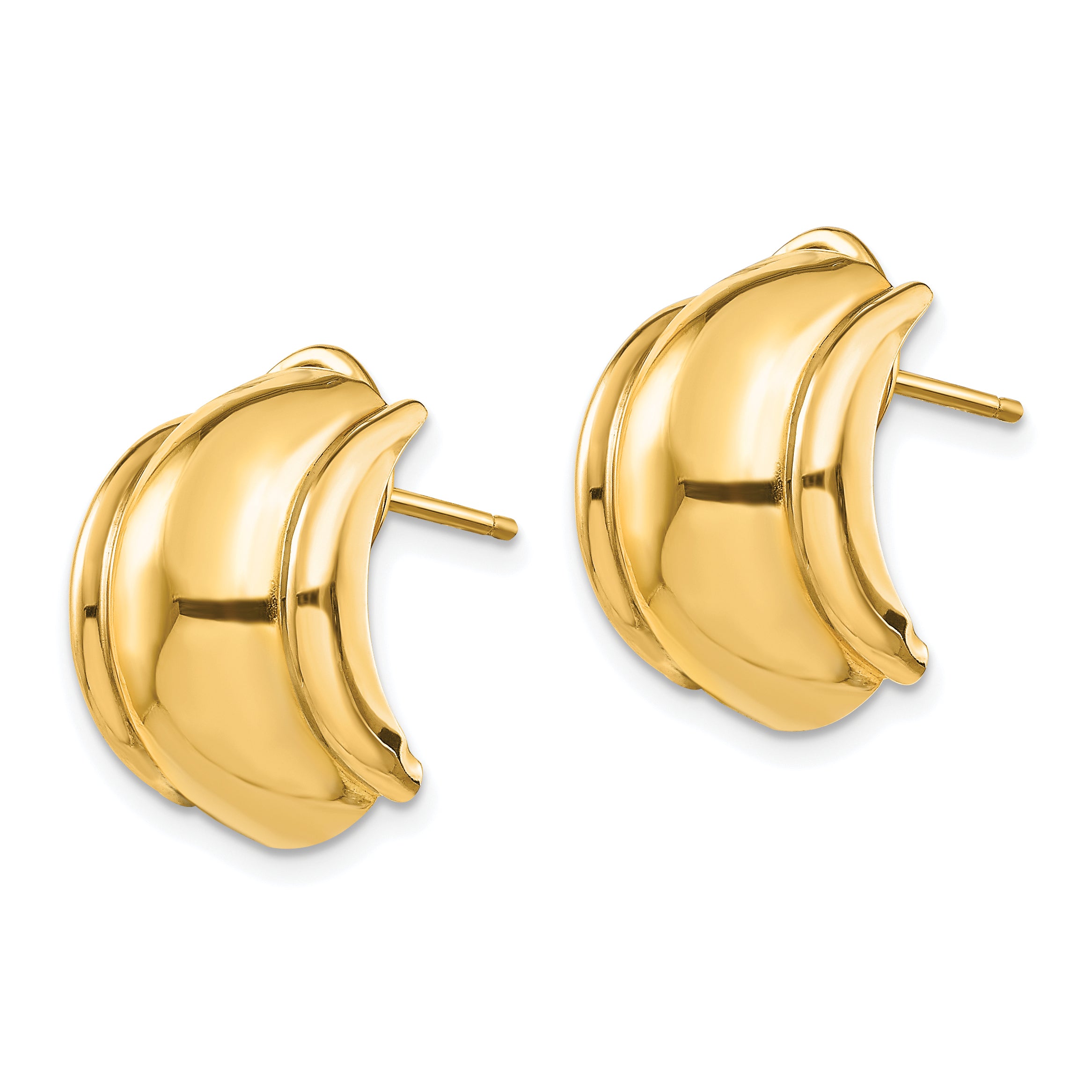 14k Polished Fancy Omega Back Post Earrings Secondary image