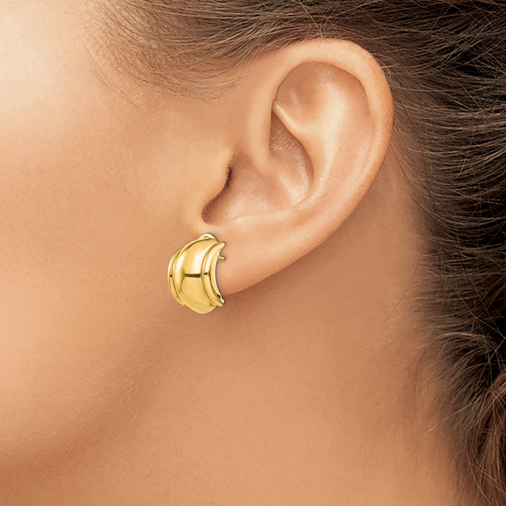 14k Polished Fancy Omega Back Post Earrings