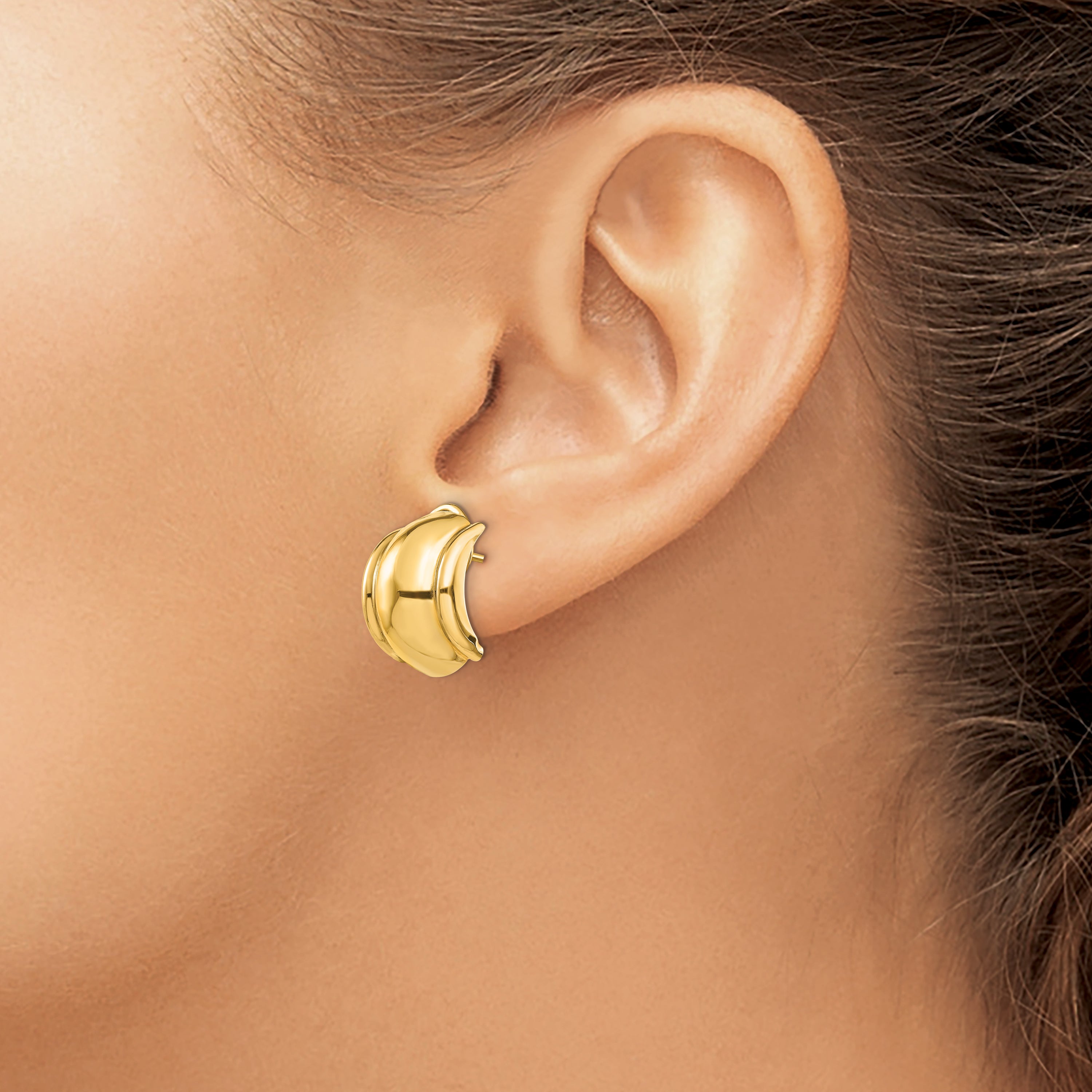 14k Polished Fancy Omega Back Post Earrings
