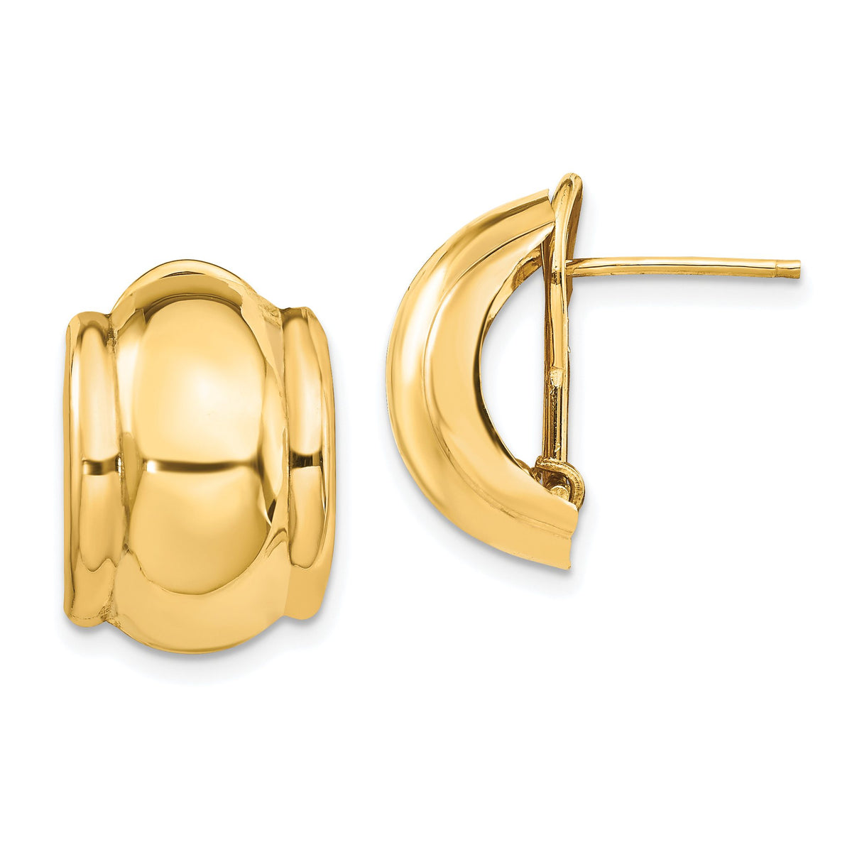Fancy Omega Back Stud Earrings in 14K Yellow Gold, 12mm - Sophia Jewelers Main image