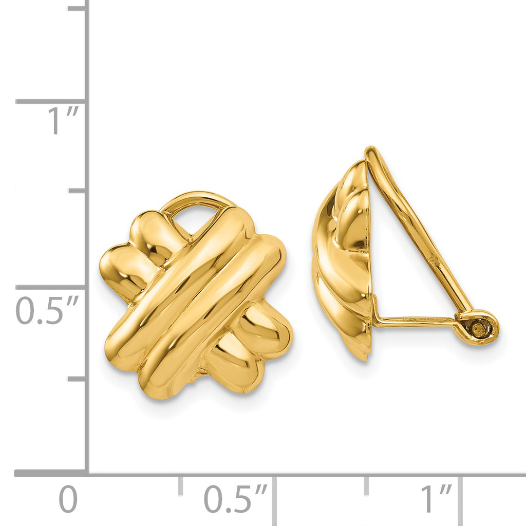 14k Non-pierced X Earrings